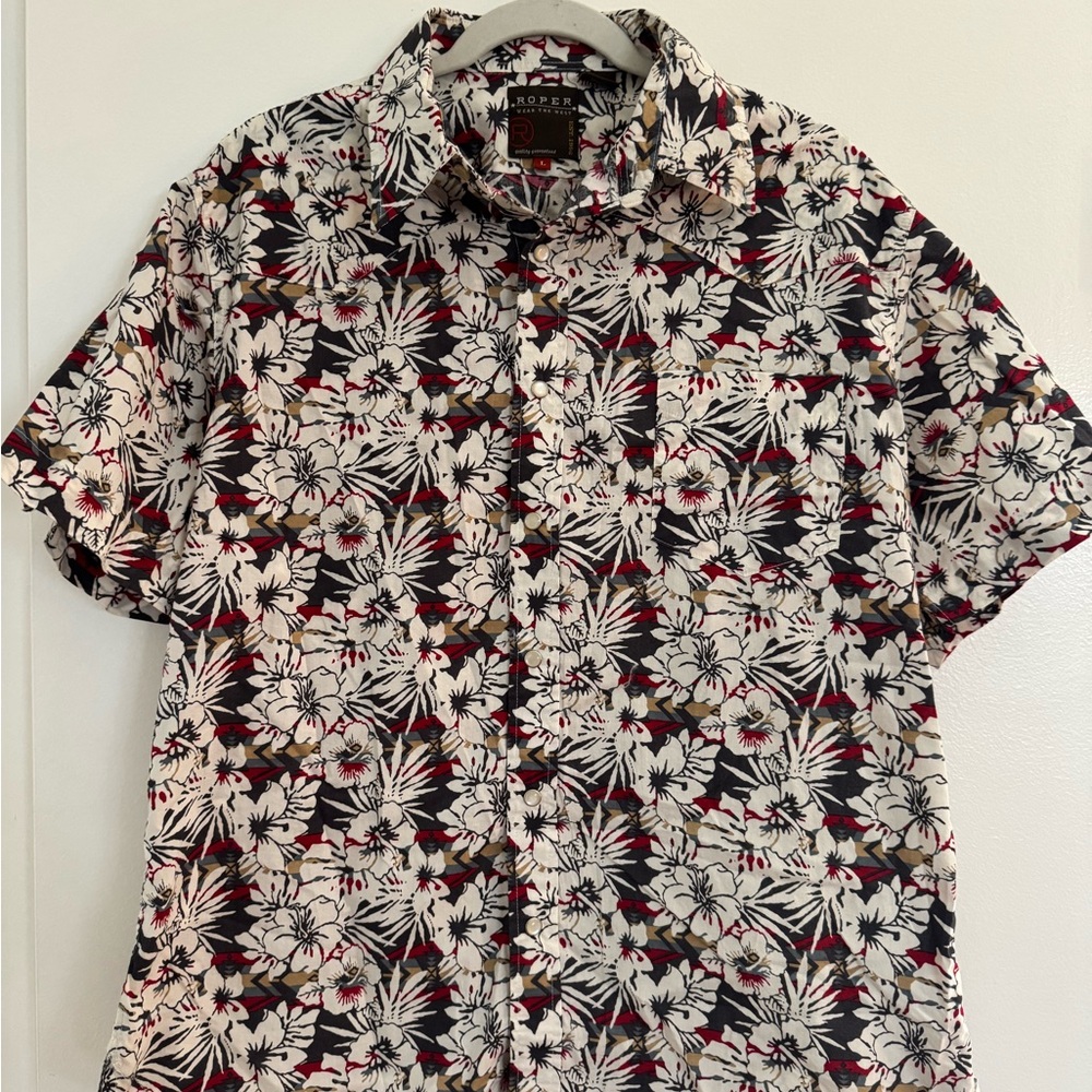 Roper Black and White Floral Men's Shirt